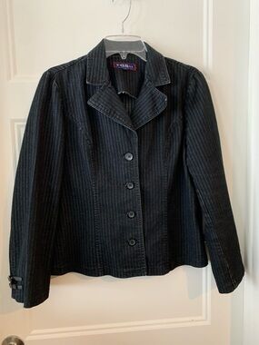 G R Modelli ,Black Pinstripe Tailored Jean jacket Blazer